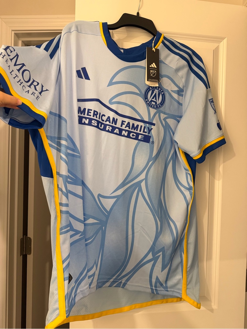 adidas Light Blue and Yellow Atlanta United FC Away Soccer Jersey